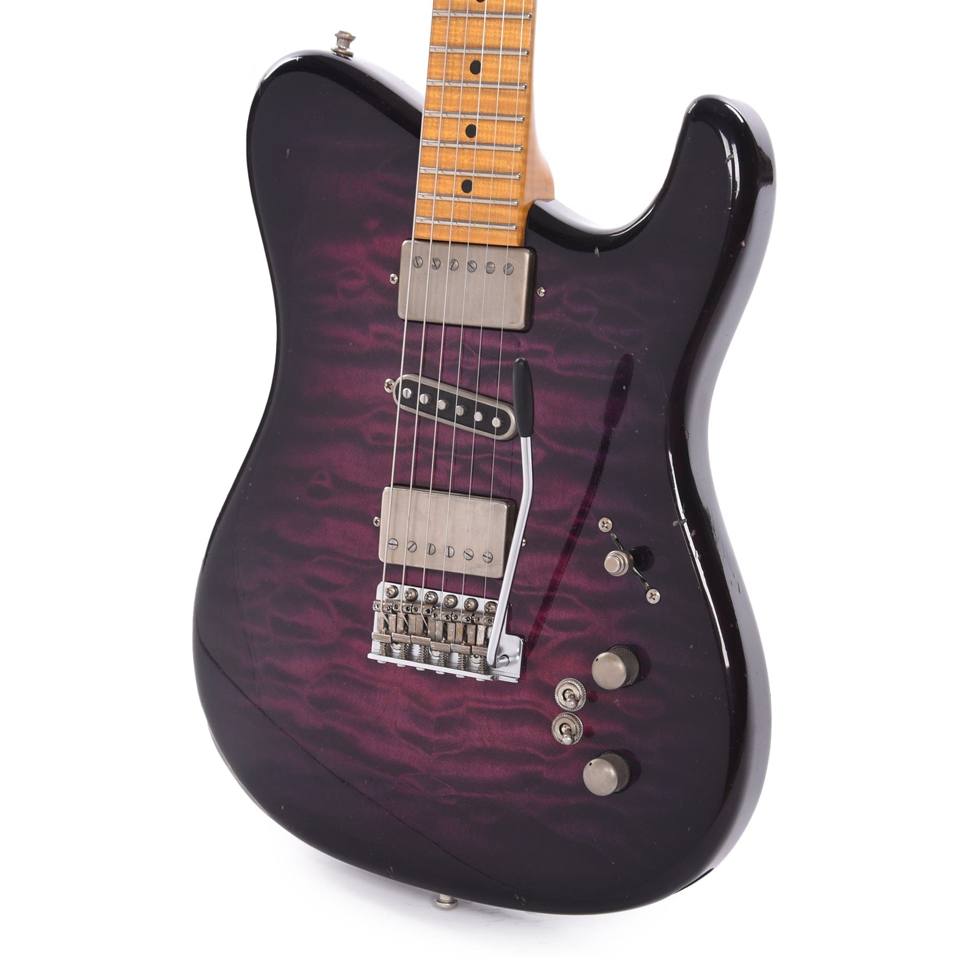 Tausch 665 RAW Deluxe Trem HSH Quilted Maple Aged Violet Burst w/Flame Maple Neck Electric Guitars / Solid Body