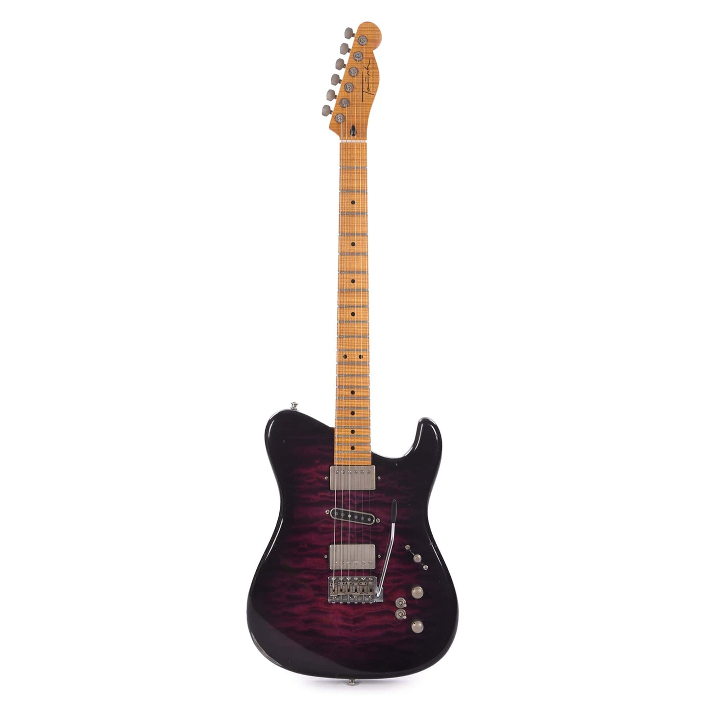 Tausch 665 RAW Deluxe Trem HSH Quilted Maple Aged Violet Burst w/Flame Maple Neck Electric Guitars / Solid Body