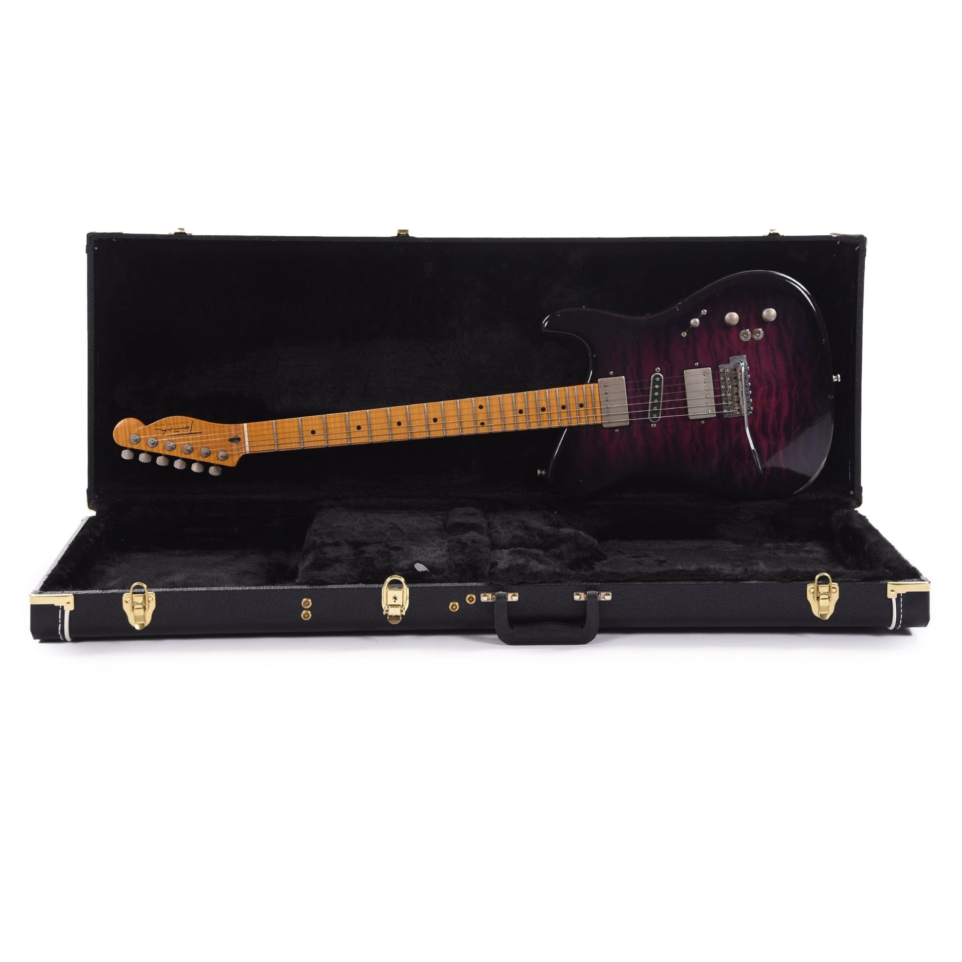 Tausch 665 RAW Deluxe Trem HSH Quilted Maple Aged Violet Burst w/Flame Maple Neck Electric Guitars / Solid Body