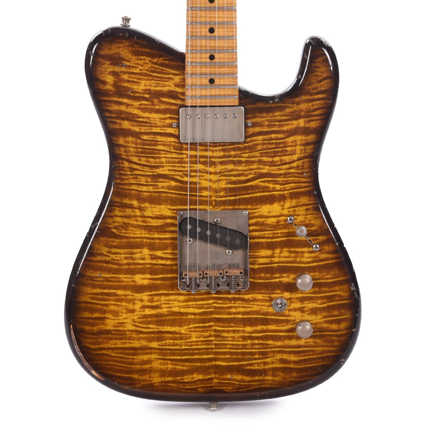 Tausch 665 RAW HS Figured Maple Aged Marigold Yellow w/Flame Maple Neck Electric Guitars / Solid Body