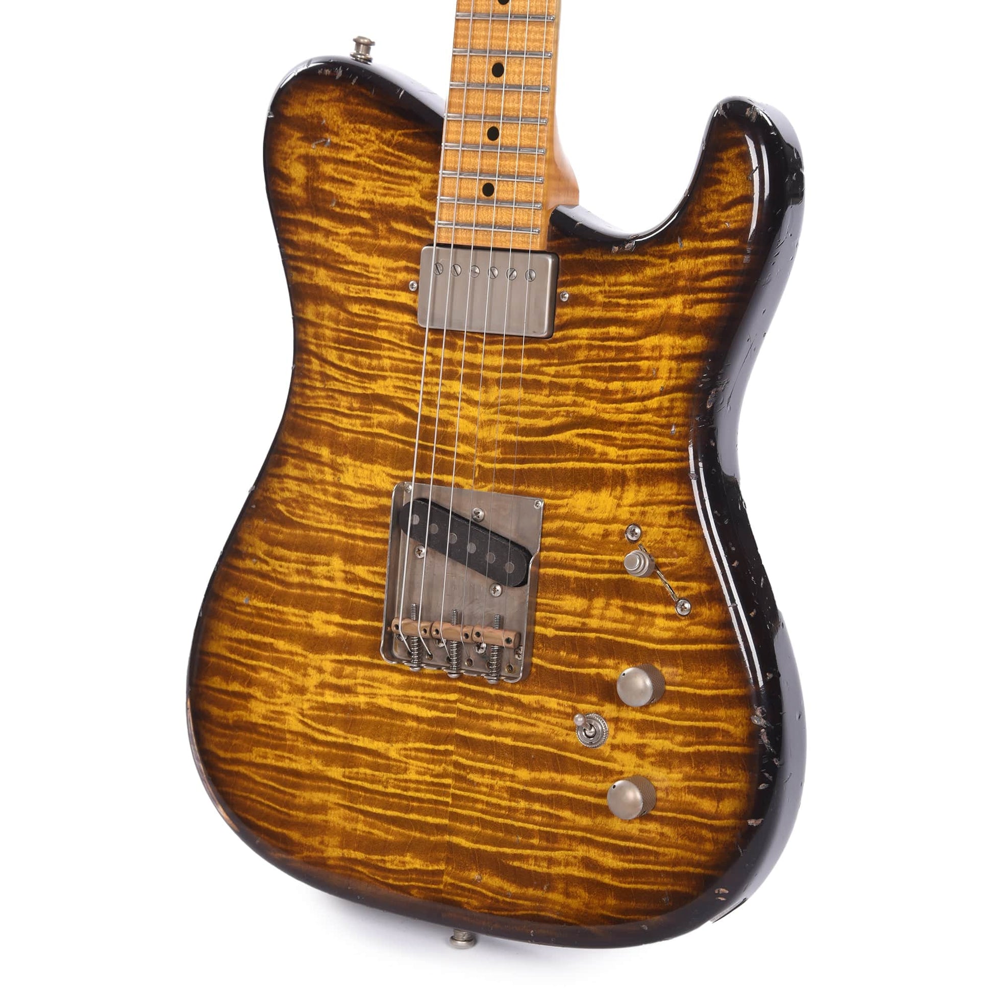 Tausch 665 RAW HS Figured Maple Aged Marigold Yellow w/Flame Maple Neck Electric Guitars / Solid Body