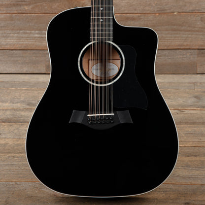 Taylor 250ce-BLK Deluxe 12-String Dreadnought Sitka/Maple Black ES2 Acoustic Guitars / 12-String