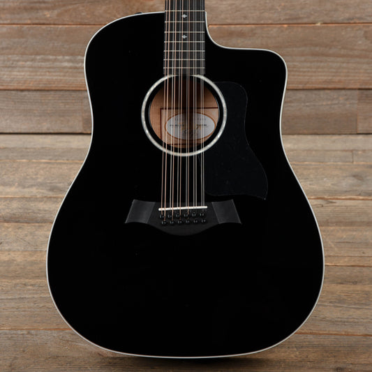 Taylor 250ce-BLK Deluxe 12-String Dreadnought Sitka/Maple Black ES2 Acoustic Guitars / 12-String