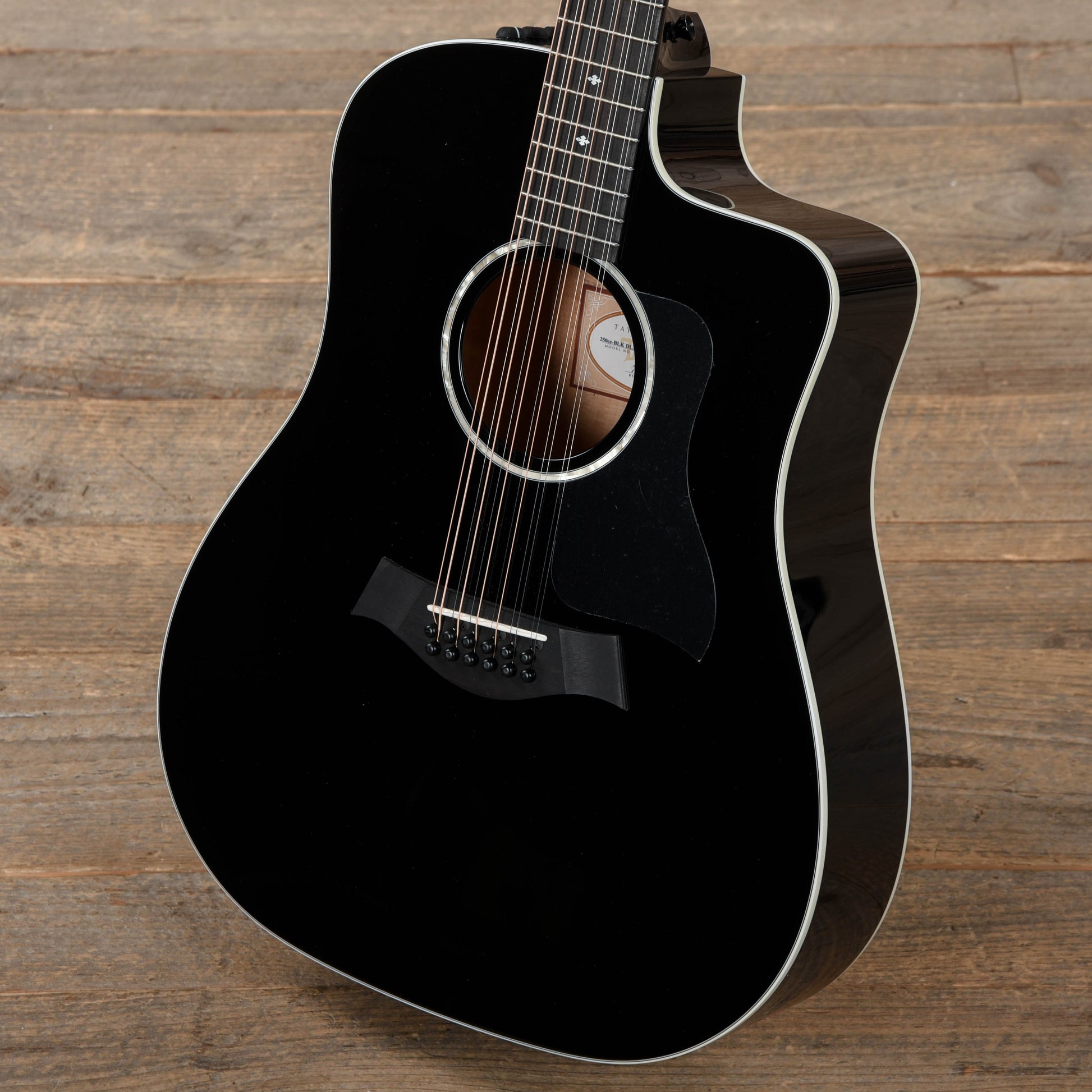 Taylor 250ce-BLK Deluxe 12-String Dreadnought Sitka/Maple Black ES2 Acoustic Guitars / 12-String