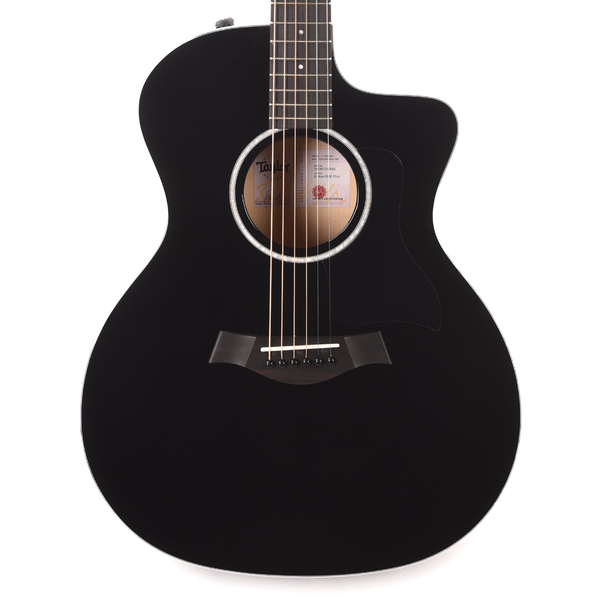 Taylor 214ce-BLK Plus Grand Auditorium Spruce/Big Leaf Maple Black Acoustic Guitars / OM and Auditorium