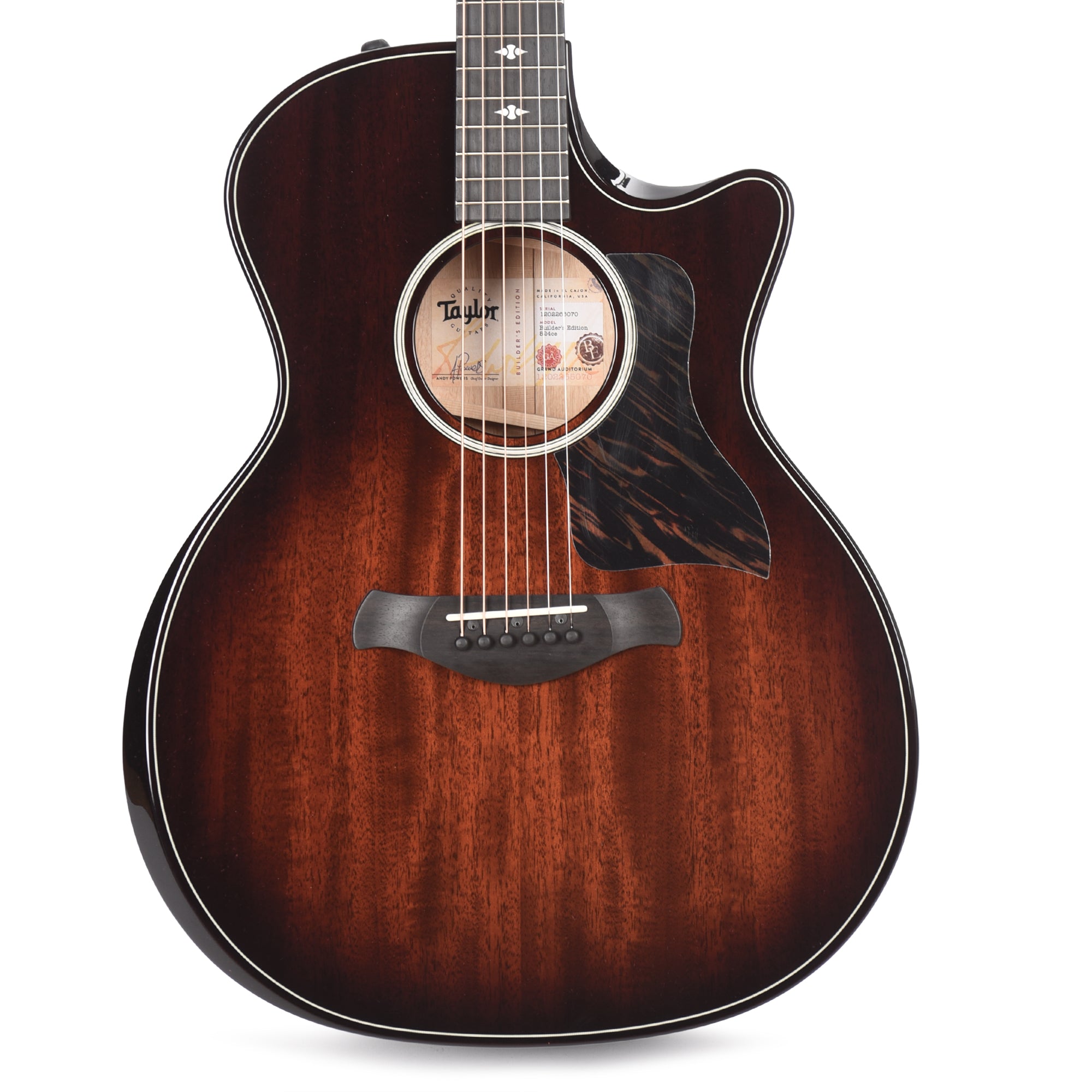 Taylor Builder's Edition 524ce Grand Auditorium Neo-Tropical Mahogany/Urban Ash Tobacco Kona Burst ES2 Acoustic Guitars / OM and Auditorium