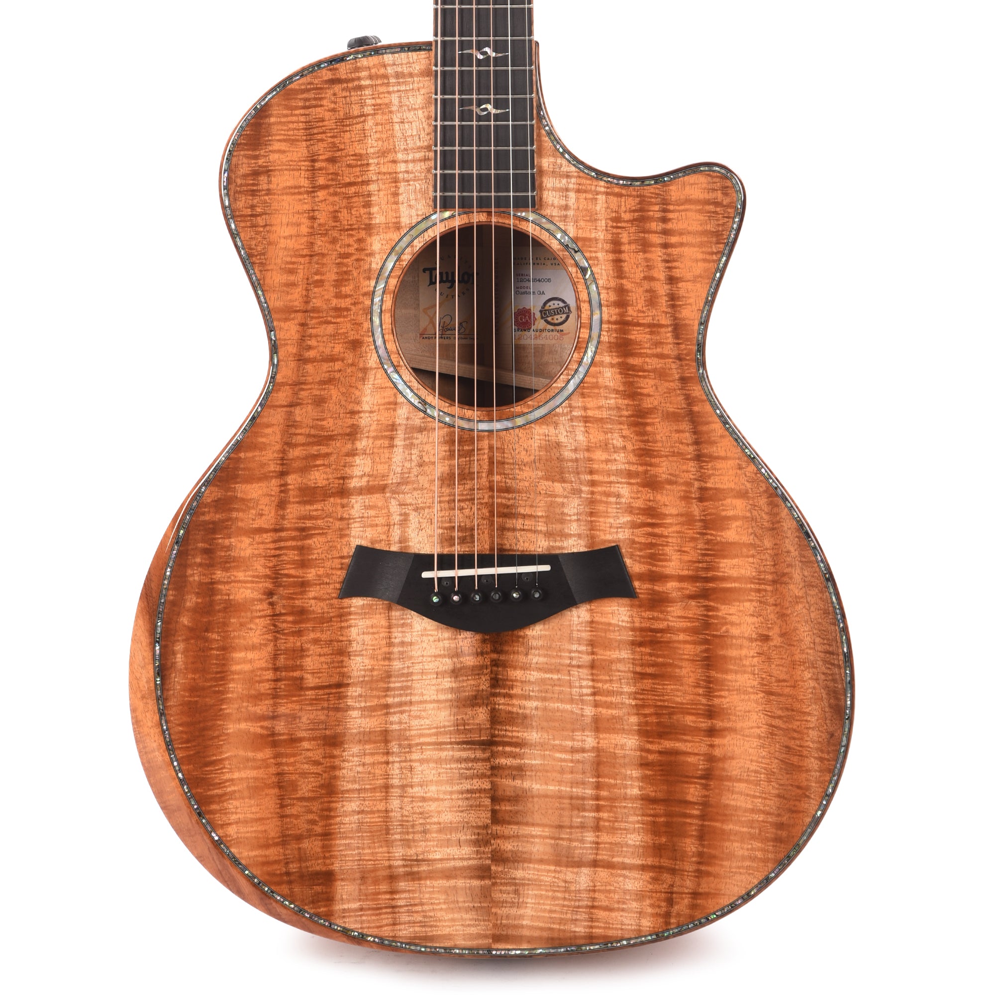 Taylor Custom Grand Auditorium AA Figured Hawaiian Koa Natural ES2 w/Hawaiian Koa Binding Acoustic Guitars / OM and Auditorium