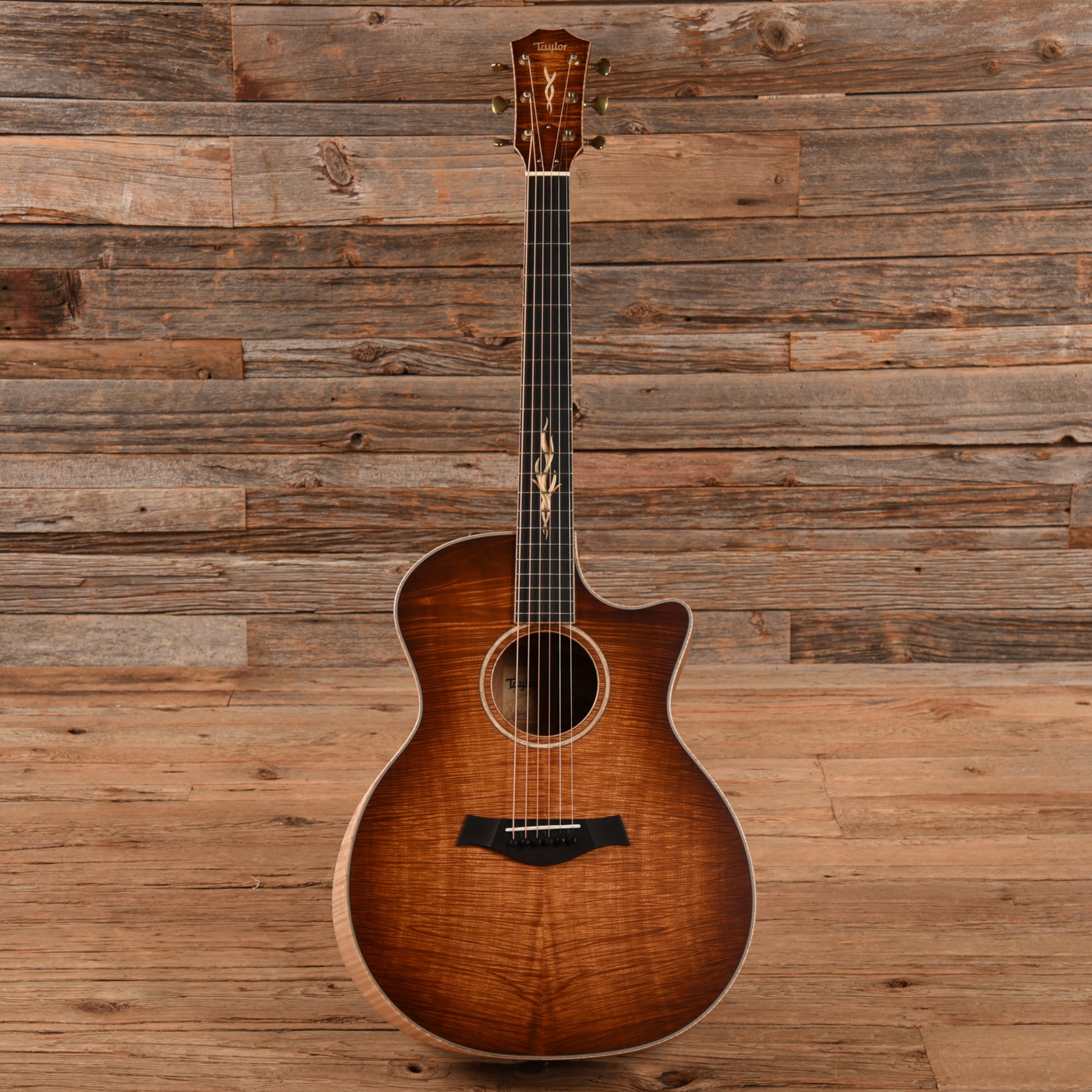 Taylor Custom Grand Auditorium Master Grade Koa w/Figured Maple Binding & Bouquet Inlay Satin Shaded Edgeburst 2022 Acoustic Guitars / OM and Auditorium