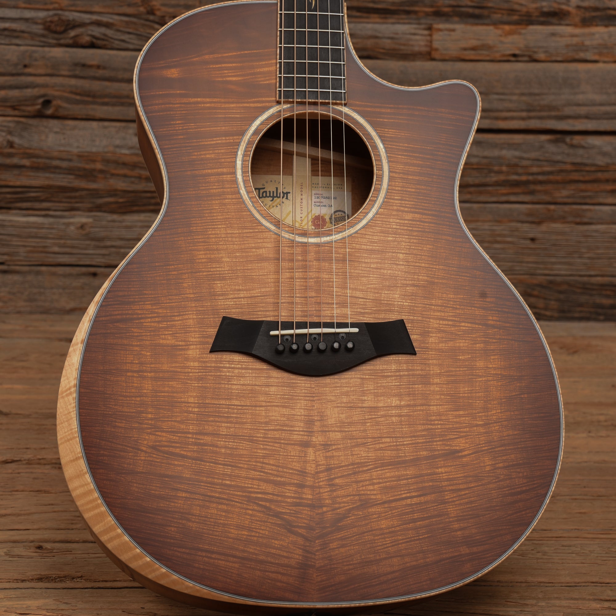 Taylor Custom Grand Auditorium Master Grade Koa w/Figured Maple Binding & Bouquet Inlay Satin Shaded Edgeburst 2022 Acoustic Guitars / OM and Auditorium