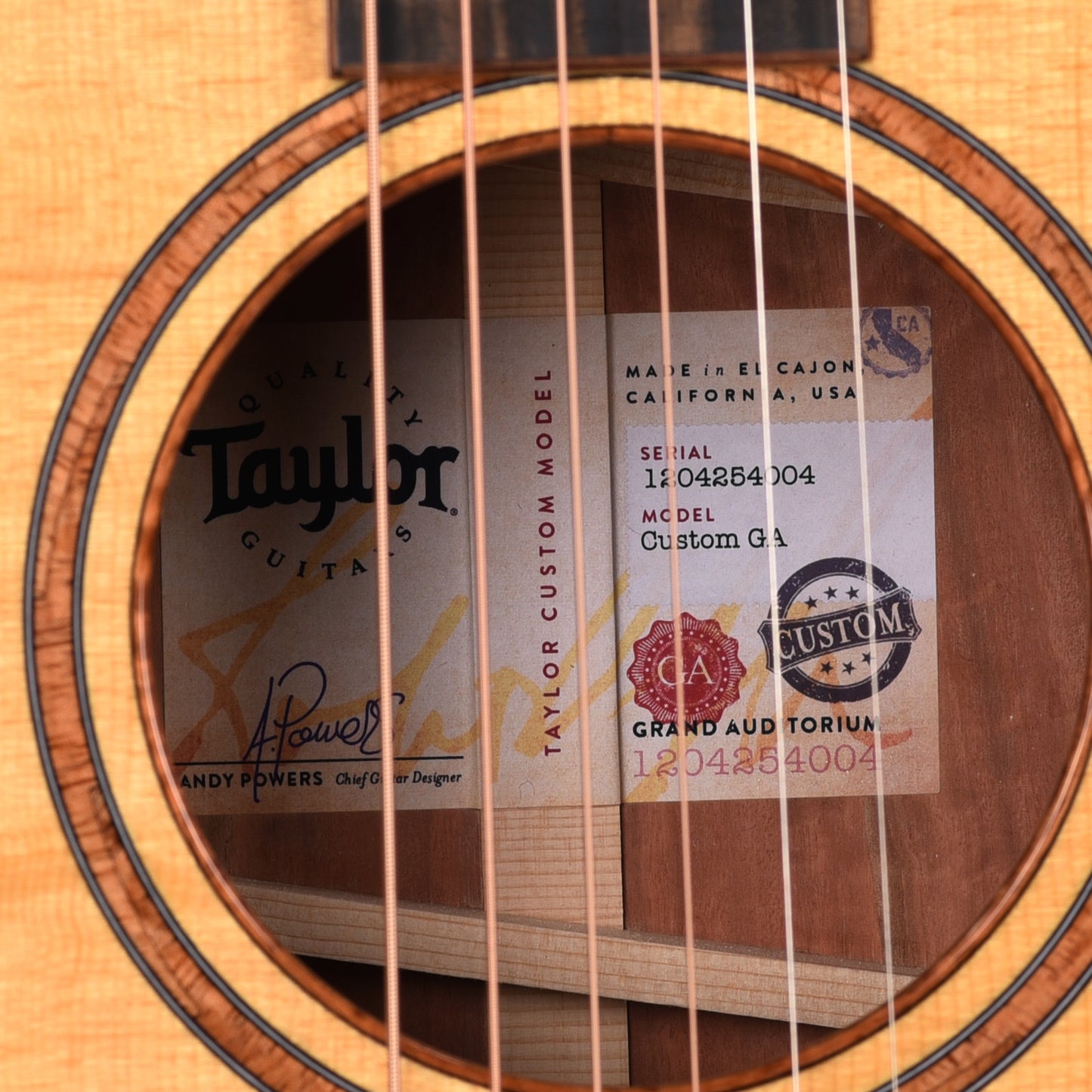 Taylor Custom Grand Auditorium Premium Bearclaw Spruce/Figured Ironbark Aged Toner ES2 w/Hawaiian Koa Binding Acoustic Guitars / OM and Auditorium