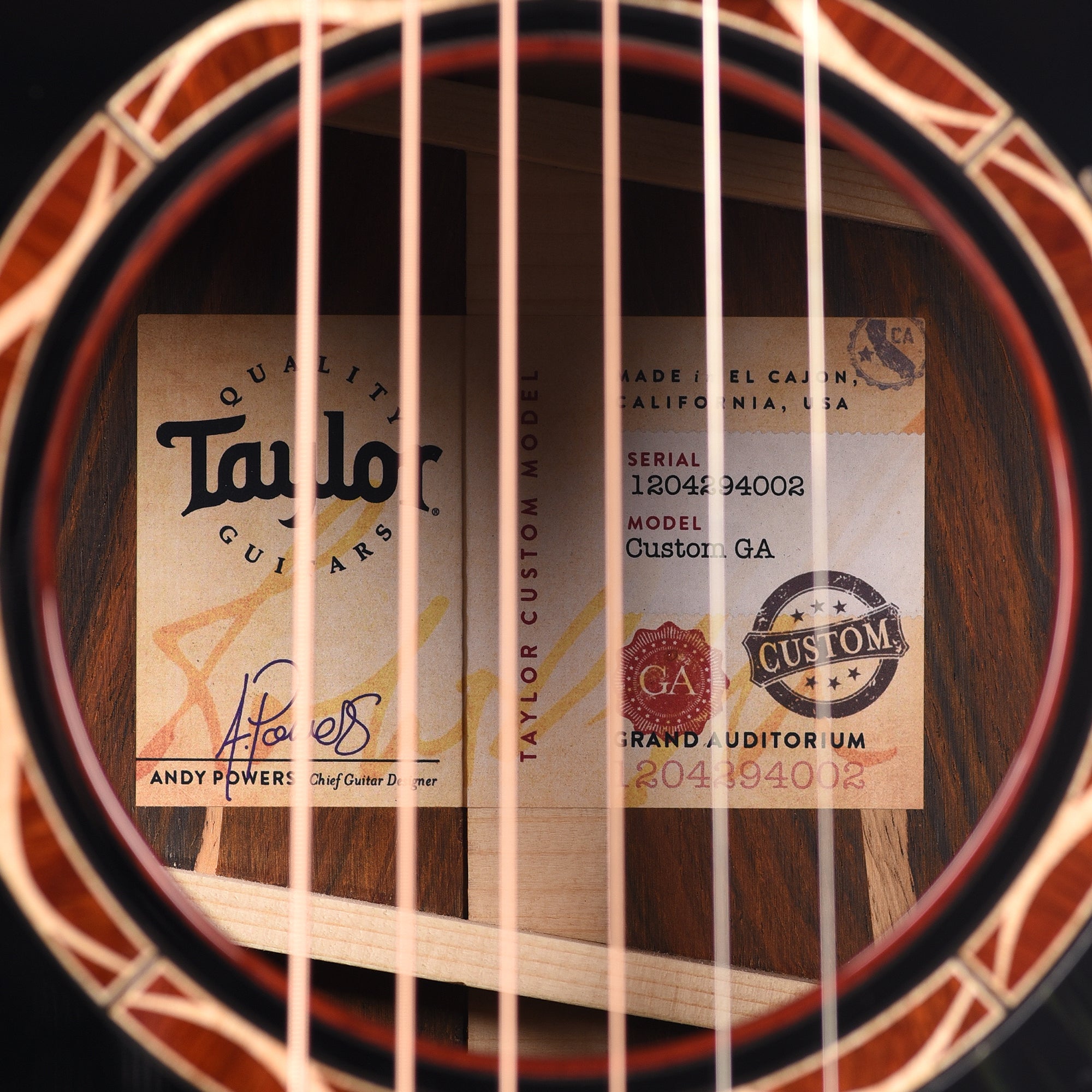 Taylor Custom Grand Auditorium Torrefied Sitka/Cocobolo Black Top ES2 w/Bloodwood Binding Acoustic Guitars / OM and Auditorium