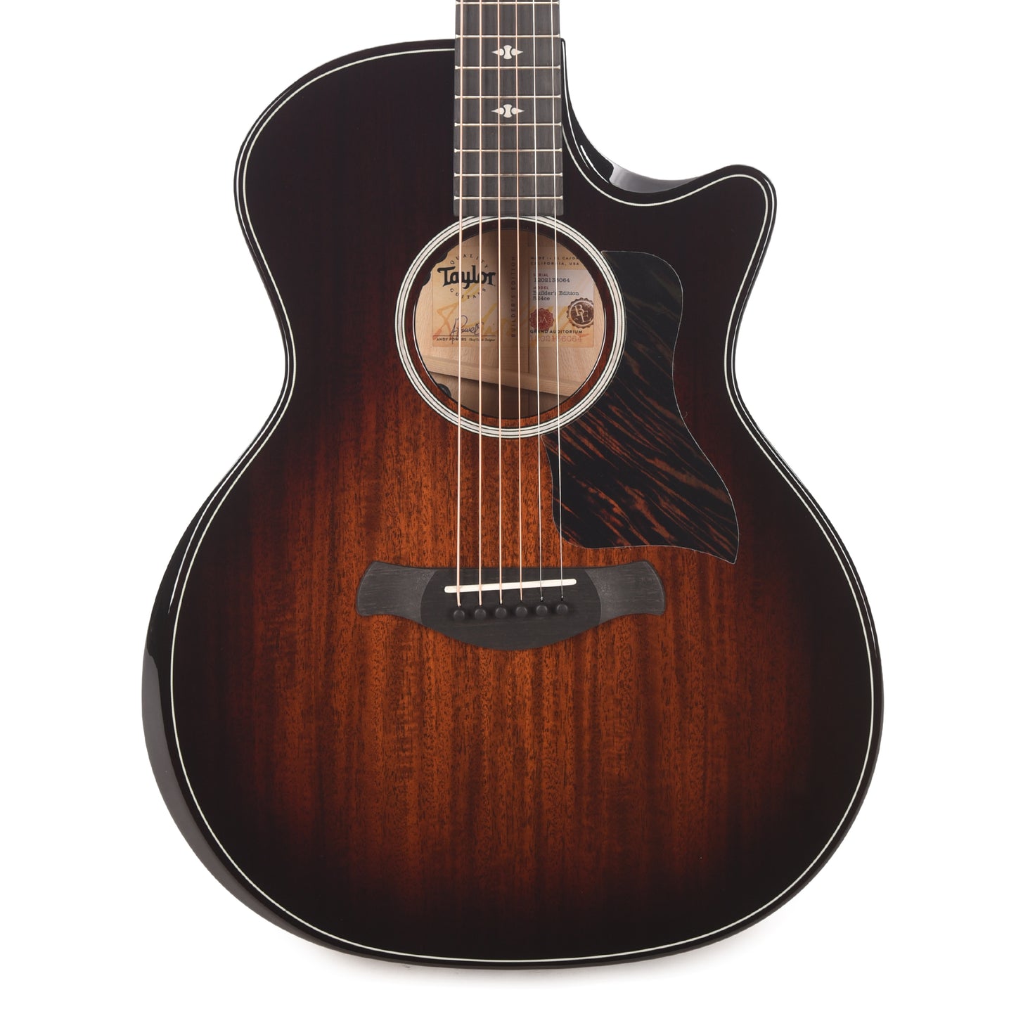 Taylor Next Generation Builder's Edition 524ce Grand Auditorium Neo-Tropical Mahogany/Urban Ash Tobacco Kona Burst w/Claria Pickup Acoustic Guitars