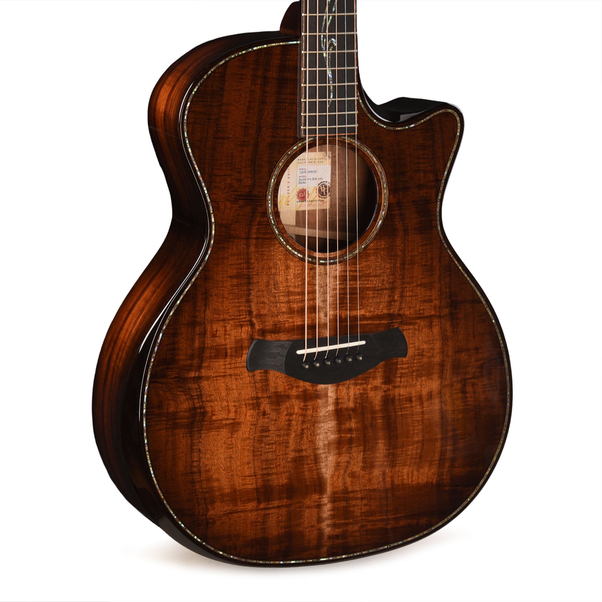 Taylor Next Generation Builder's Edition K24ce Grand Auditorium Figured Hawaiian Koa Kona Burst w/Claria Pickup Acoustic Guitars