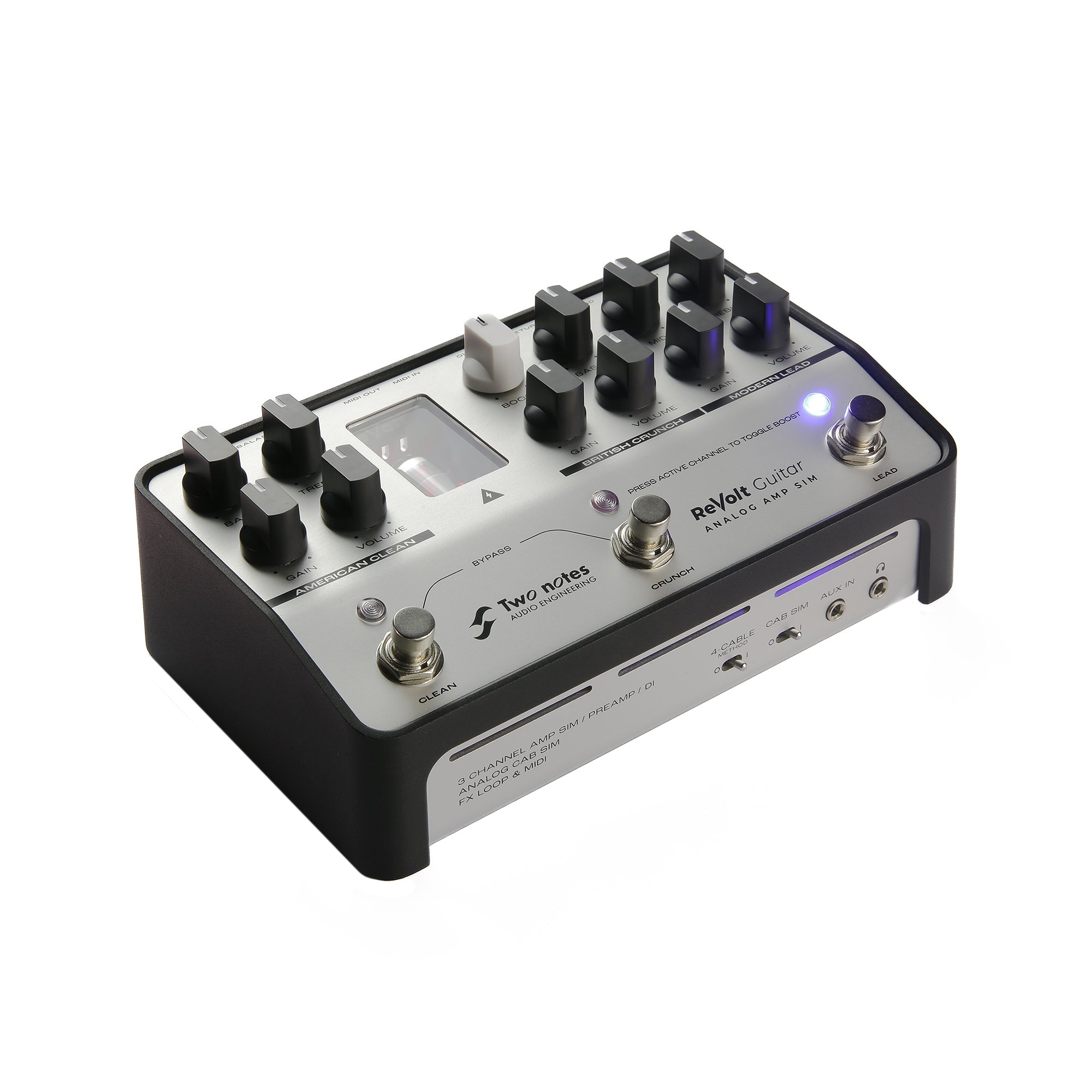 Two Notes ReVolt Guitar 3 Channel Tube-Driven All-Analog Guitar Amp Simulator Pedal Effects and Pedals / Cabinet Simulators