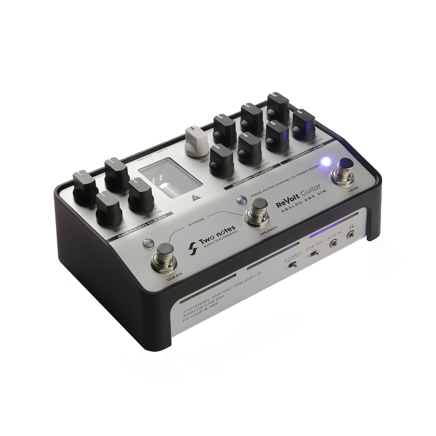 Two Notes ReVolt Guitar 3 Channel Tube-Driven All-Analog Guitar Amp Simulator Pedal Effects and Pedals / Cabinet Simulators