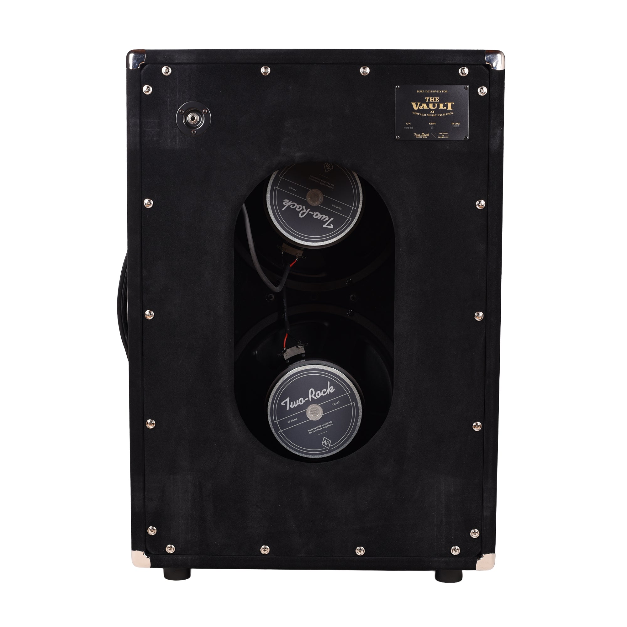 Two Rock 2x12 150w Vertical Cabinet Black Suede w/ Grey Pinstripe Cloth & Gold Piping (CME Vault Exclusive) Amplifiers