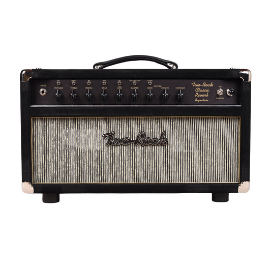 Two Rock Classic Reverb Signature 100w Head Black Suede & Black Chassis w/ Grey Pinstripe Cloth, Gold Piping & Lettering (CME Vault Exclusive) Amplifiers