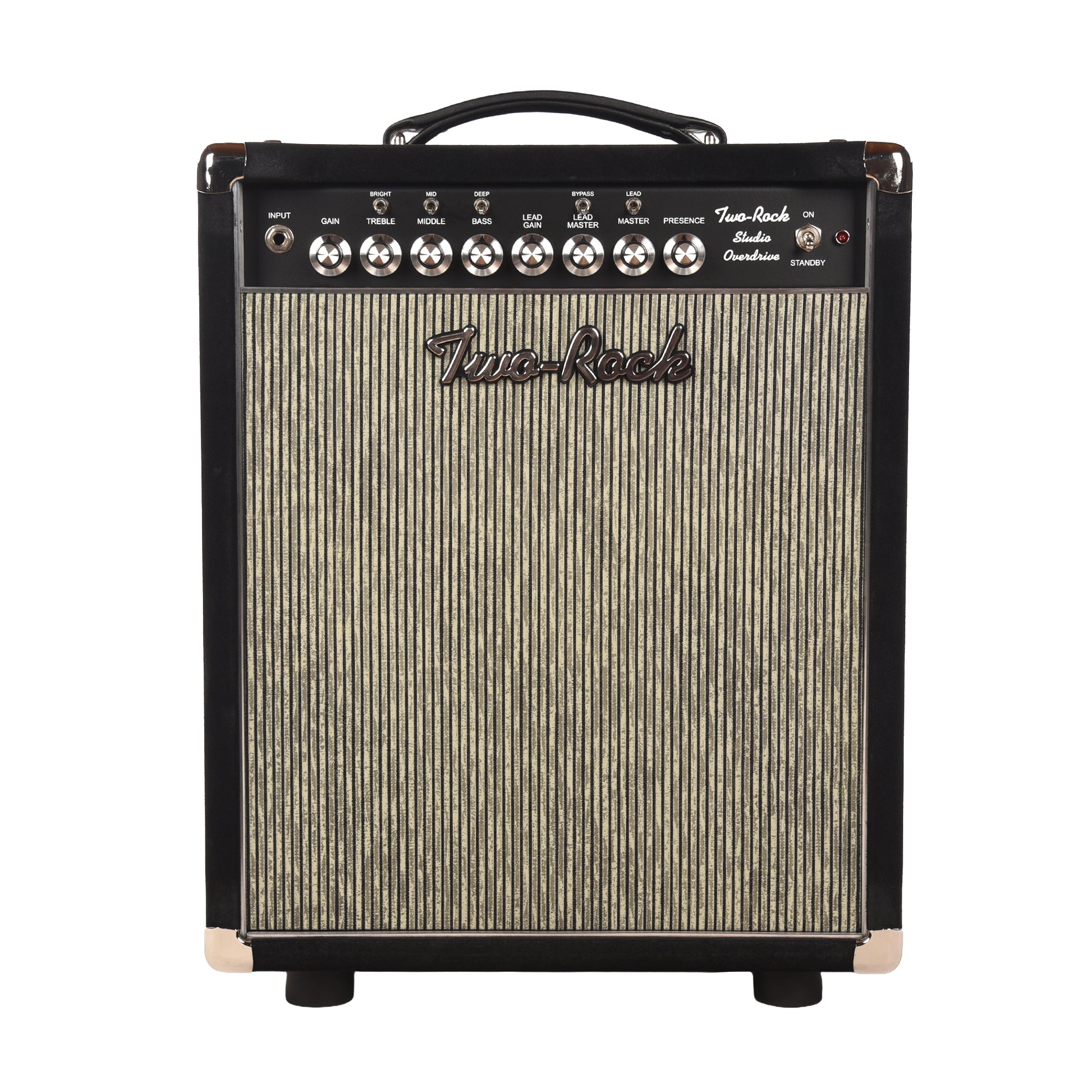 Two Rock Studio Overdrive 35w 2-Channel Tube Amp Combo Black Suede w/ Grey Pinstripe Cloth Amplifiers