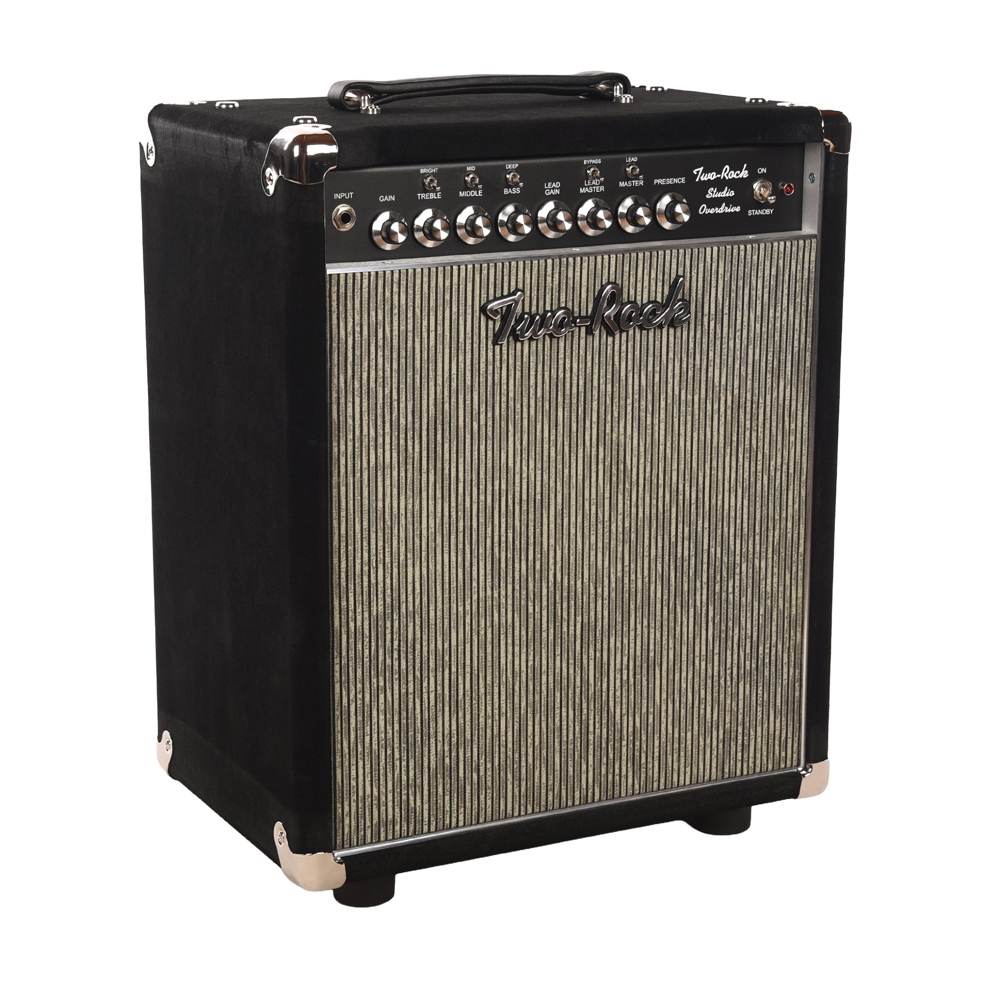 Two Rock Studio Overdrive 35w 2-Channel Tube Amp Combo Black Suede w/ Grey Pinstripe Cloth Amplifiers