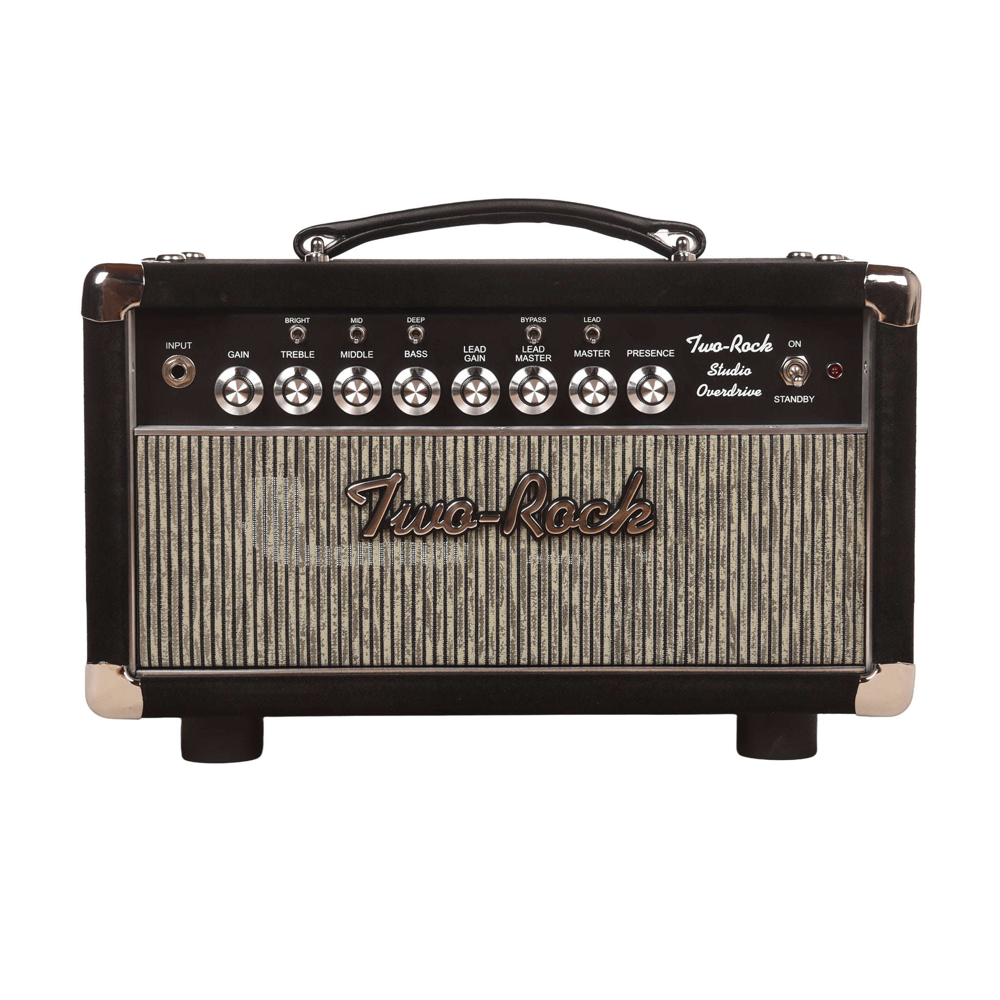 Two Rock Studio Overdrive 35w 2-Channel Tube Amp Head Black Suede w/ Grey Pinstripe Cloth Amplifiers