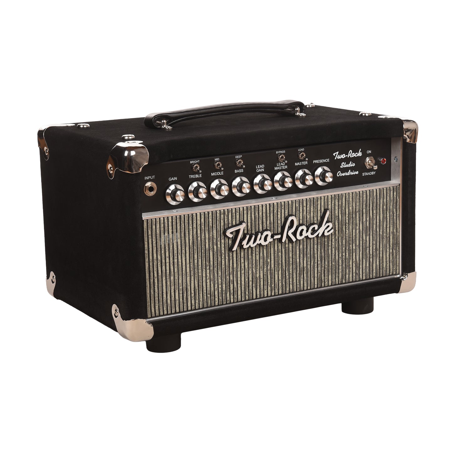 Two Rock Studio Overdrive 35w 2-Channel Tube Amp Head Black Suede w/ Grey Pinstripe Cloth Amplifiers