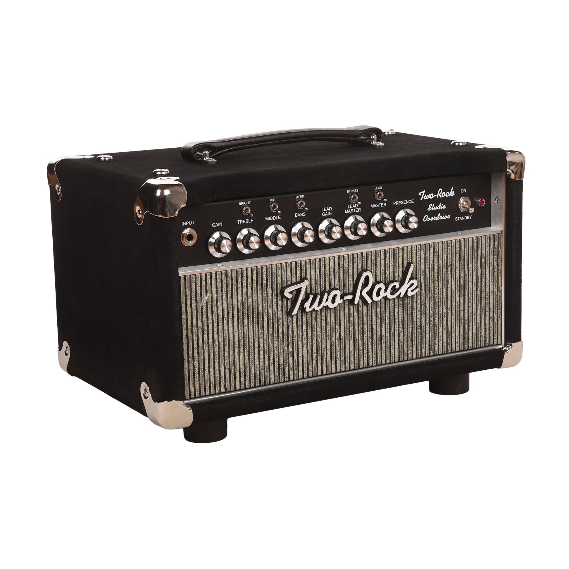 Two Rock Studio Overdrive 35w 2-Channel Tube Amp Head Black Suede w/ Grey Pinstripe Cloth Amplifiers