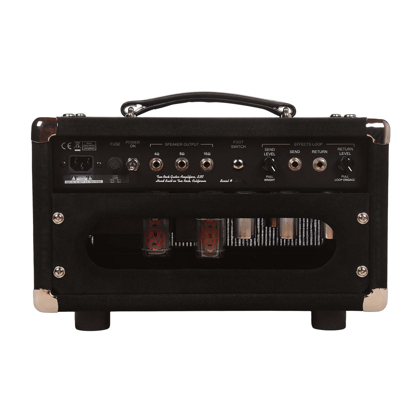 Two Rock Studio Overdrive 35w 2-Channel Tube Amp Head Black Suede w/ Grey Pinstripe Cloth Amplifiers