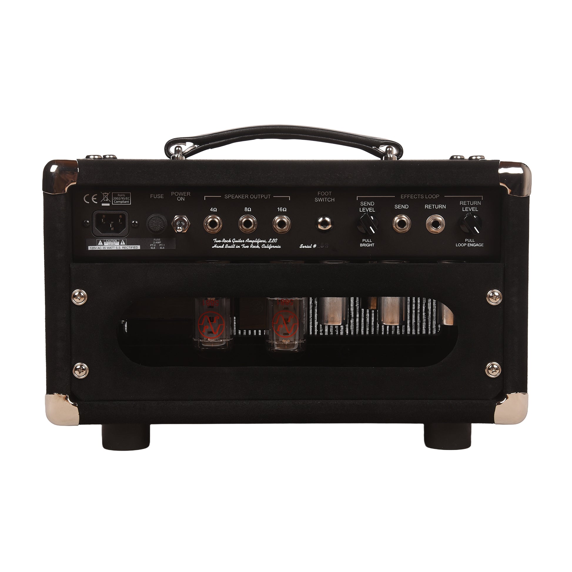 Two Rock Studio Overdrive 35w 2-Channel Tube Amp Head Black Suede w/ Grey Pinstripe Cloth Amplifiers