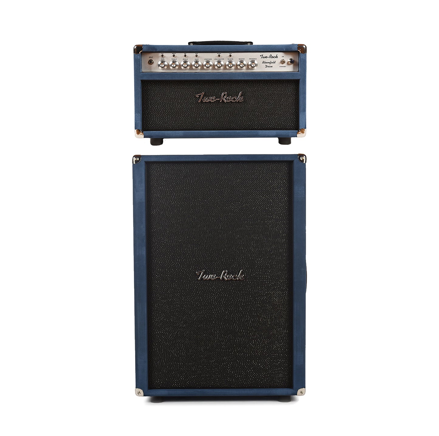 Two Rock Bloomfield Drive 100/50W Head and 2x12 Vertical Cabinet Denim Suede w/ Sparkle Matrix Grill Cloth Bundle Amps / Guitar Amps / Guitar Heads