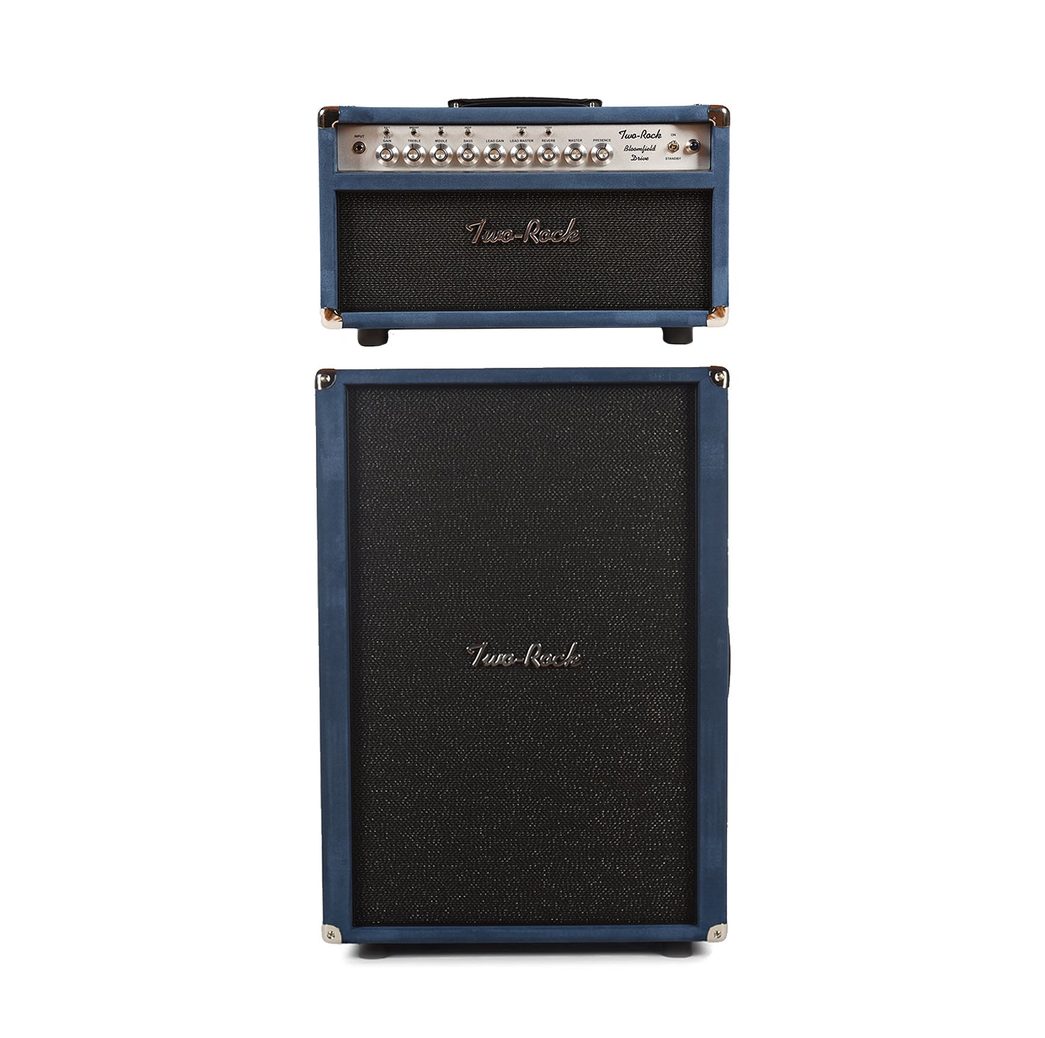 Two Rock Bloomfield Drive 100/50W Head and 2x12 Vertical Cabinet Denim Suede w/ Sparkle Matrix Grill Cloth Bundle Amps / Guitar Amps / Guitar Heads