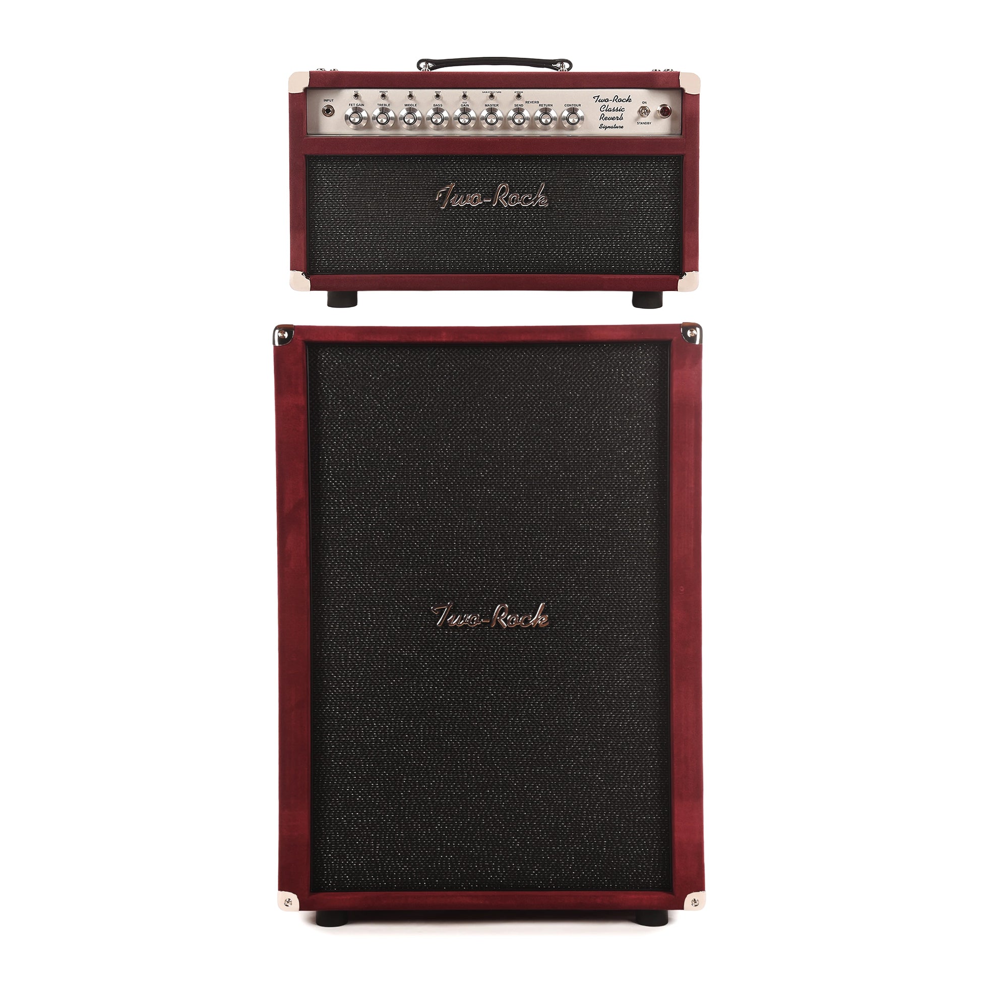 Two Rock Classic Reverb Signature 100/50W Head and 2x12 Vertical Cabinet Burgundy Suede w/Sparkle Matrix Grill Cloth Bundle Amps / Guitar Amps / Guitar Heads