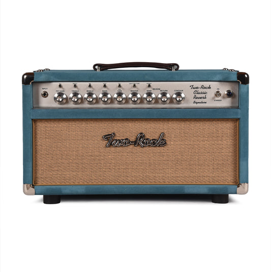 Two Rock Classic Reverb Signature Silver Anodized 100w Head Medium Blue Suede w/ Cane Grill & Silver Skirted Knobs Amps / Guitar Amps / Guitar Heads