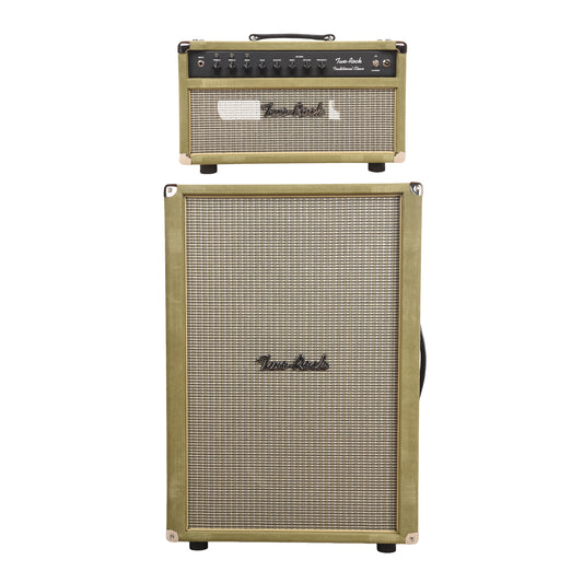 Two Rock Traditional Clean 100/50W and 2x12 Vertical Cabinet Moss Suede w/ Beige Grill Cloth Bundle Amps / Guitar Amps / Guitar Heads