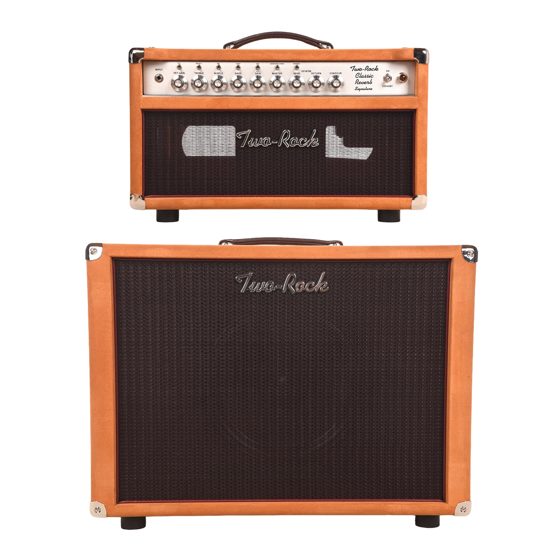 Two Rock Classic Reverb Signature 40W Head and 1x12 Cabinet Golden Brown Suede w/ Oxblood Grill Cloth Bundle