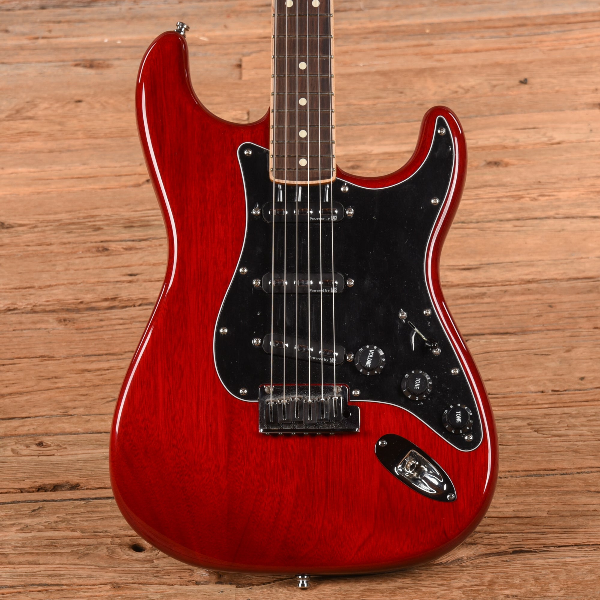 Fender American Channel Bound Stratocaster Neck With Deluxe Stratocaster Body Crimson Red Transparent 2020