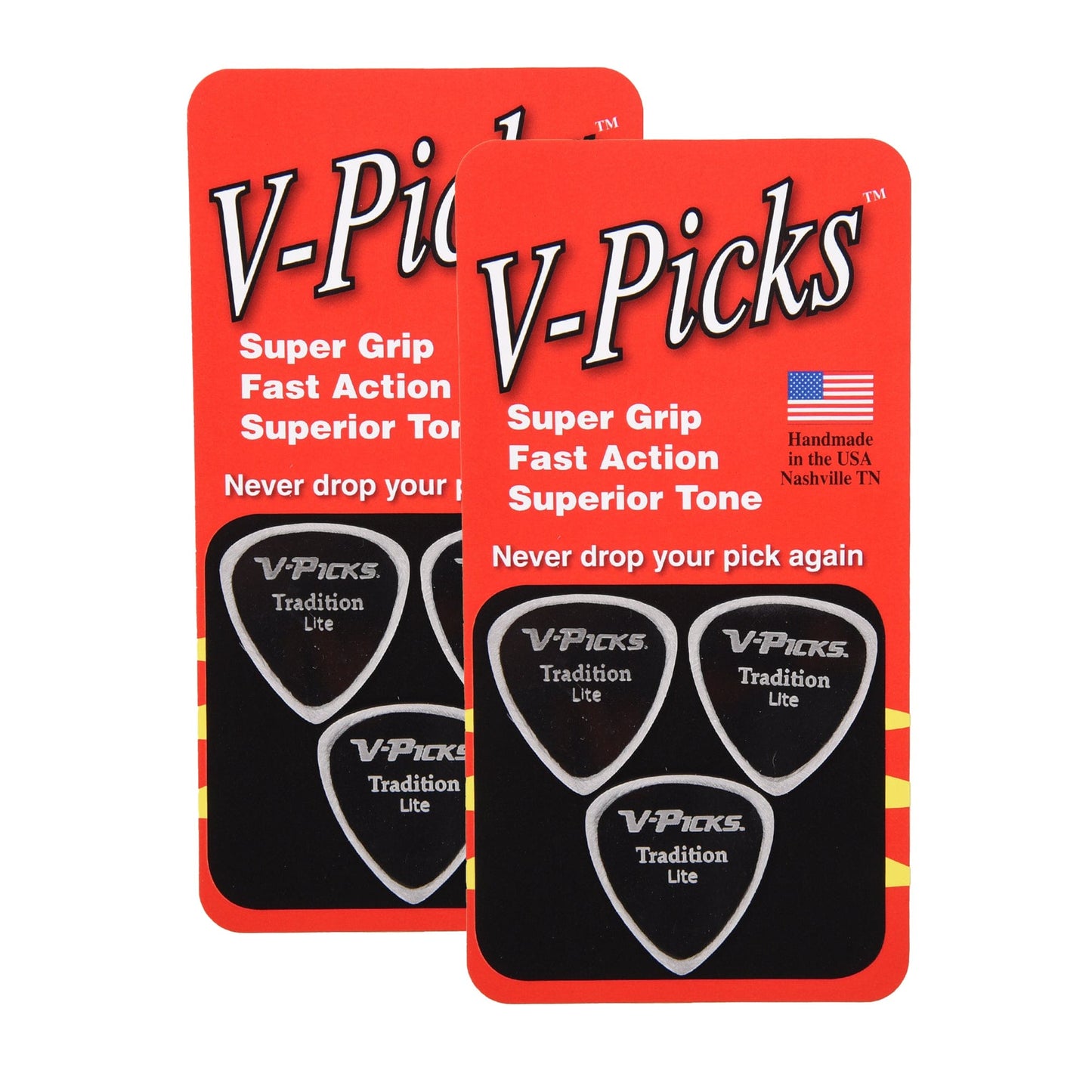 V-Picks Tradition Lite Ghost Rim Guitar Pick 2 Pack (6) Bundle Accessories / Picks