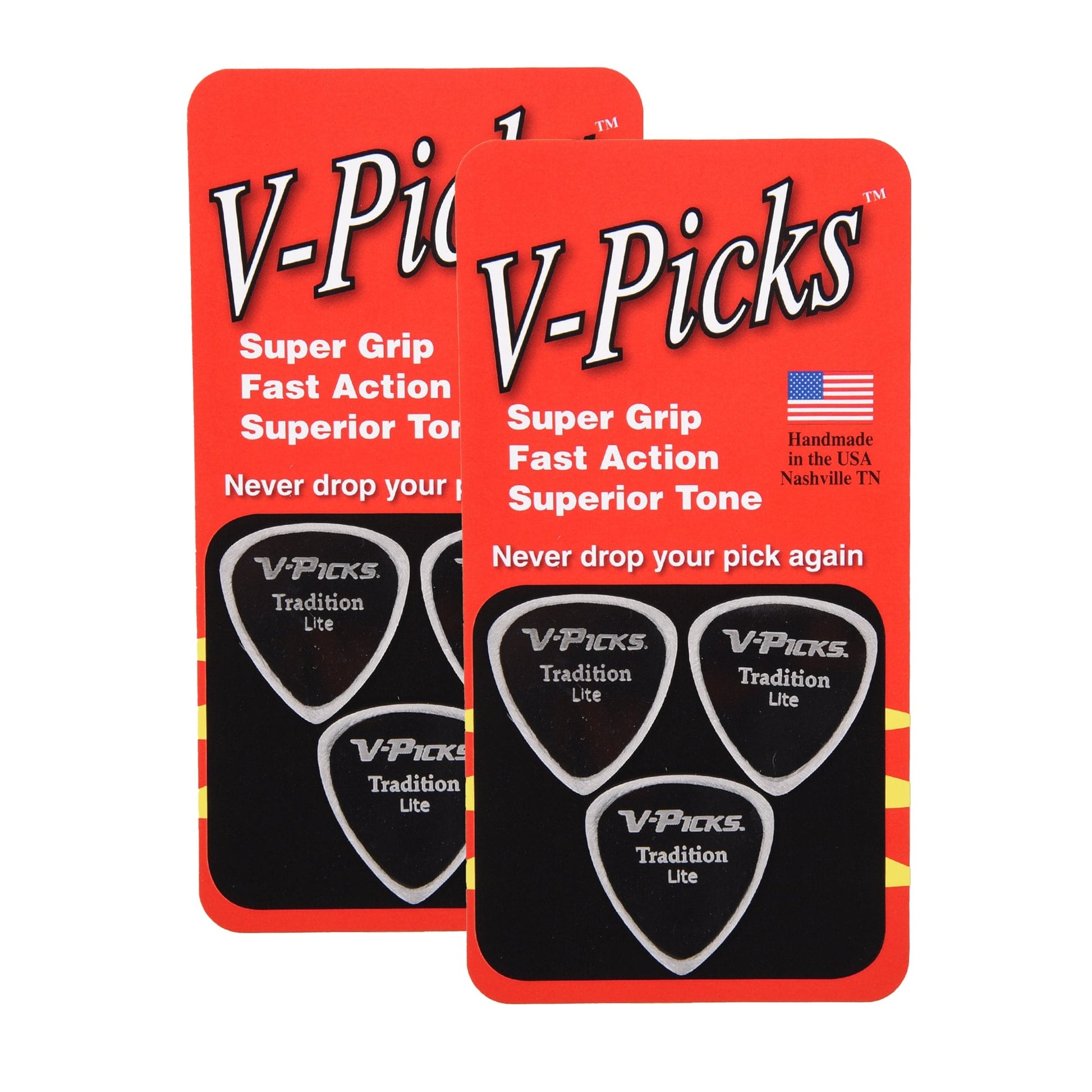 V-Picks Tradition Lite Ghost Rim Guitar Pick 2 Pack (6) Bundle Accessories / Picks