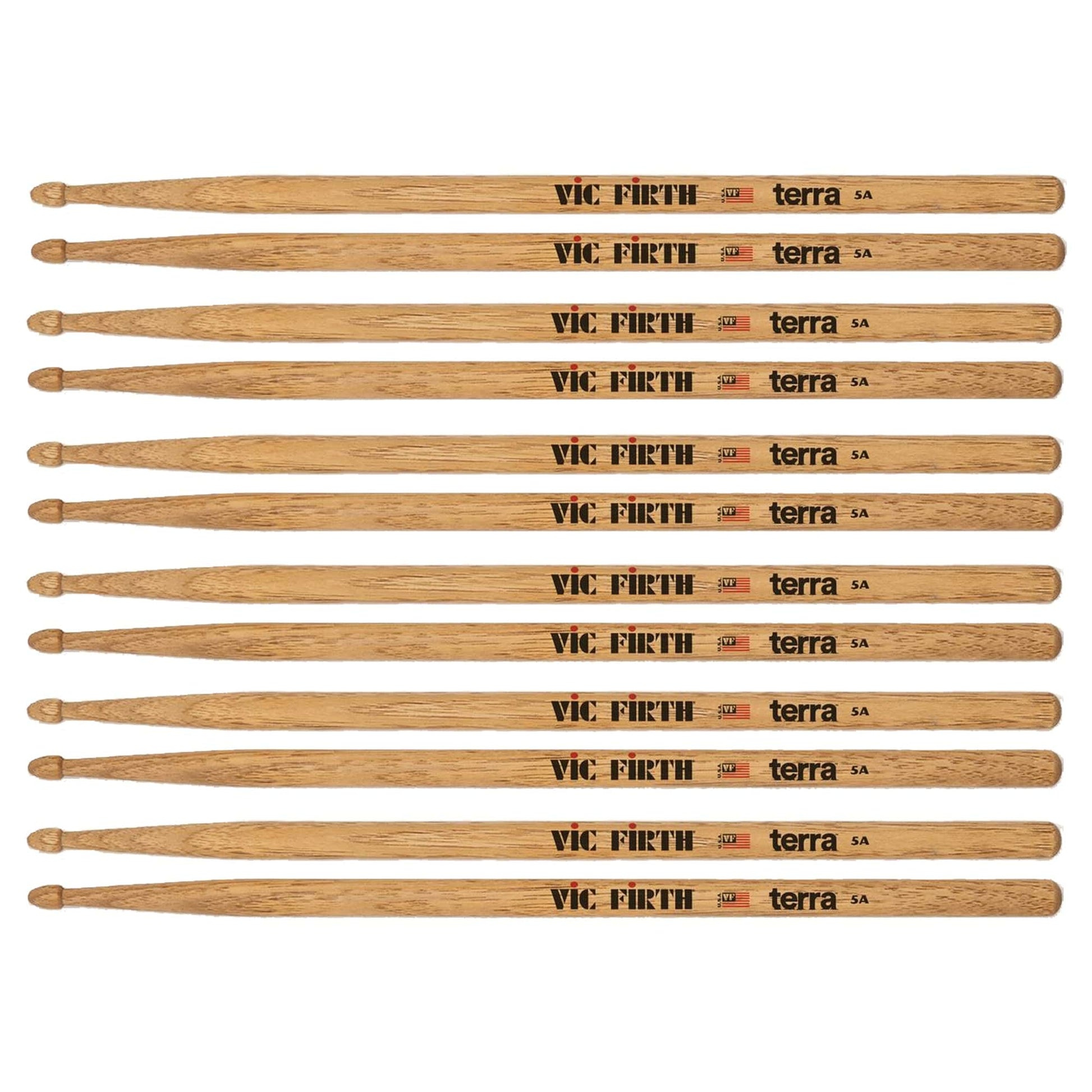 Vic Firth American Classic 5AT Terra Wood Tip Drum Sticks 6-Pack Bundle Drums and Percussion / Parts and Accessories / Drum Sticks and Mallets