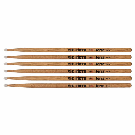 Vic Firth American Classic 5ATN Terra Nylon Tip Drum Sticks 3-Pack Bundle Drums and Percussion / Parts and Accessories / Drum Sticks and Mallets
