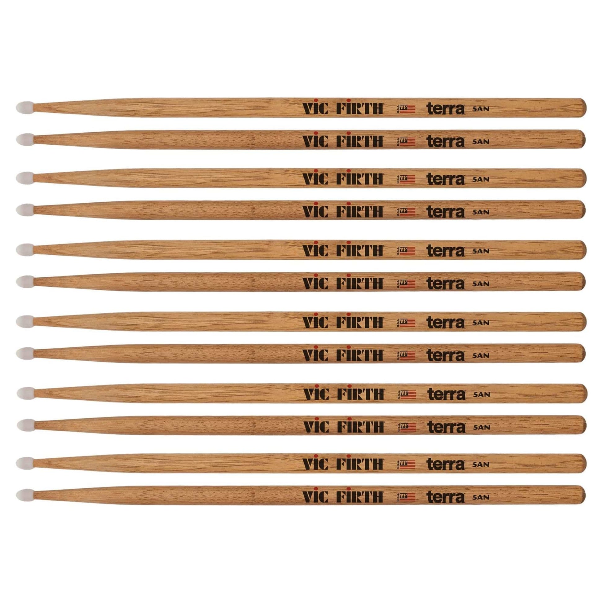 Vic Firth American Classic 5ATN Terra Nylon Tip Drum Sticks 6-Pack Bundle Drums and Percussion / Parts and Accessories / Drum Sticks and Mallets