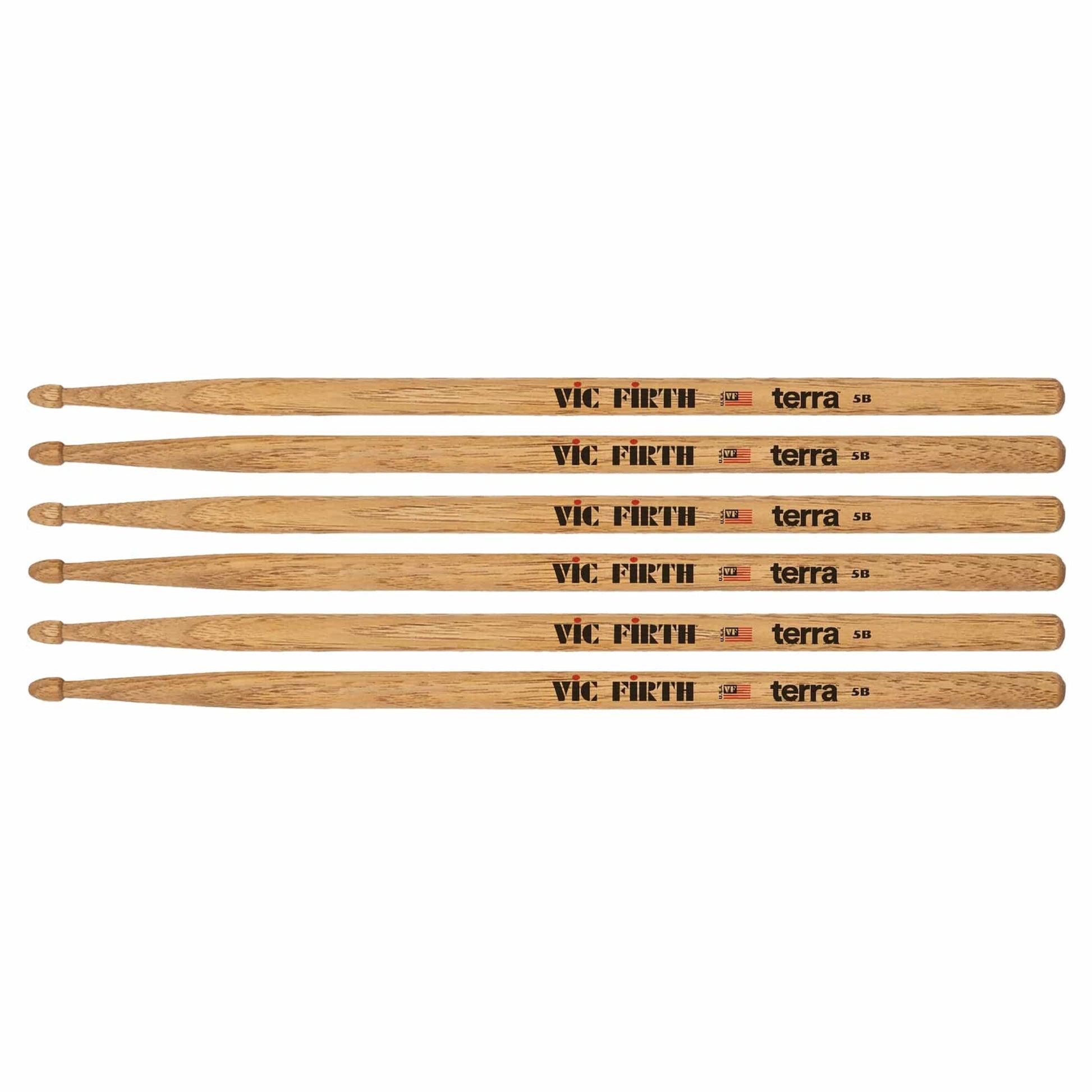 Vic Firth American Classic 5BT Terra Wood Tip Drum Sticks 3-Pack Bundle Drums and Percussion / Parts and Accessories / Drum Sticks and Mallets