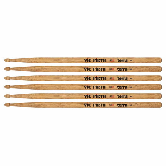 Vic Firth American Classic 5BT Terra Wood Tip Drum Sticks 3-Pack Bundle Drums and Percussion / Parts and Accessories / Drum Sticks and Mallets