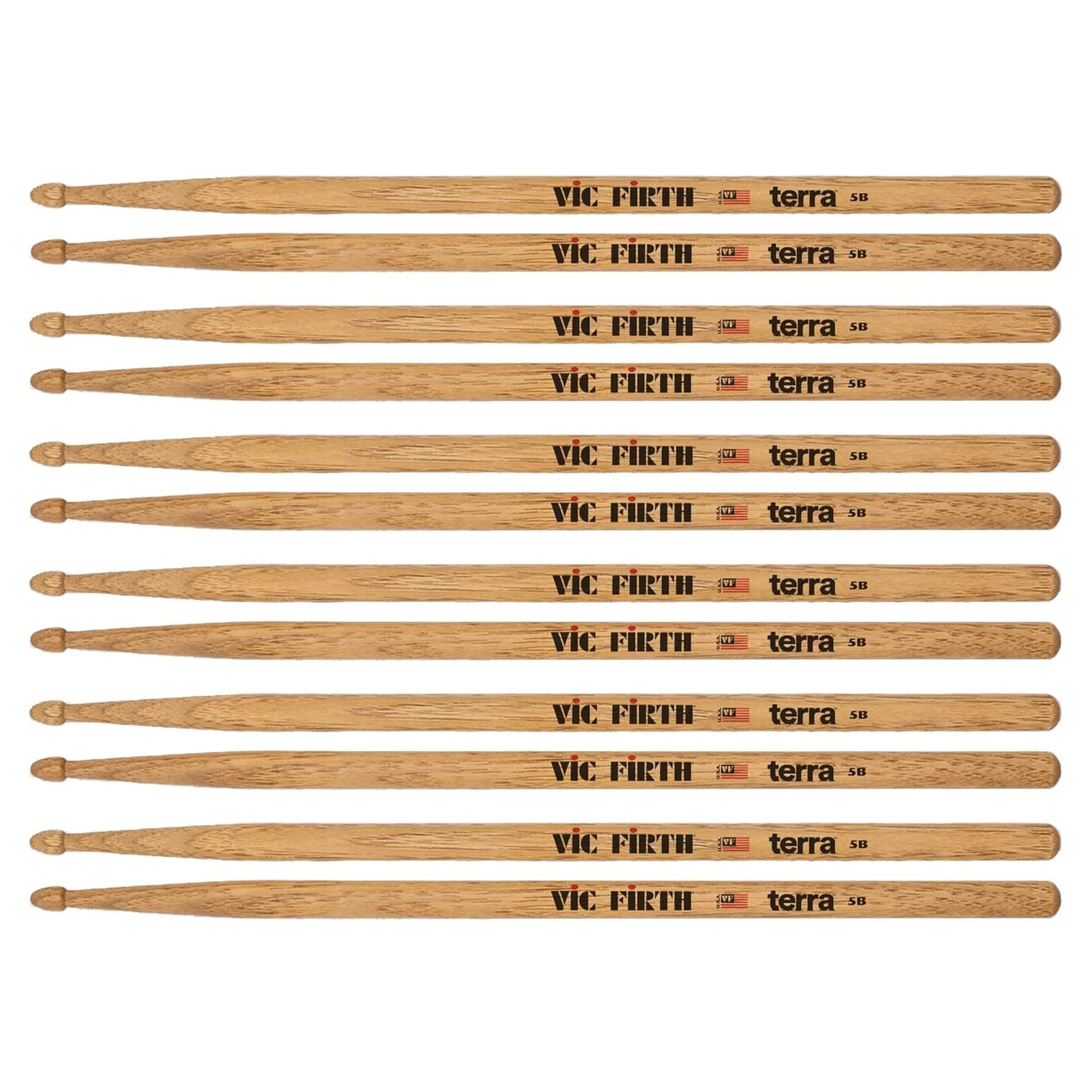 Vic Firth American Classic 5BT Terra Wood Tip Drum Sticks 6-Pack Bundle Drums and Percussion / Parts and Accessories / Drum Sticks and Mallets