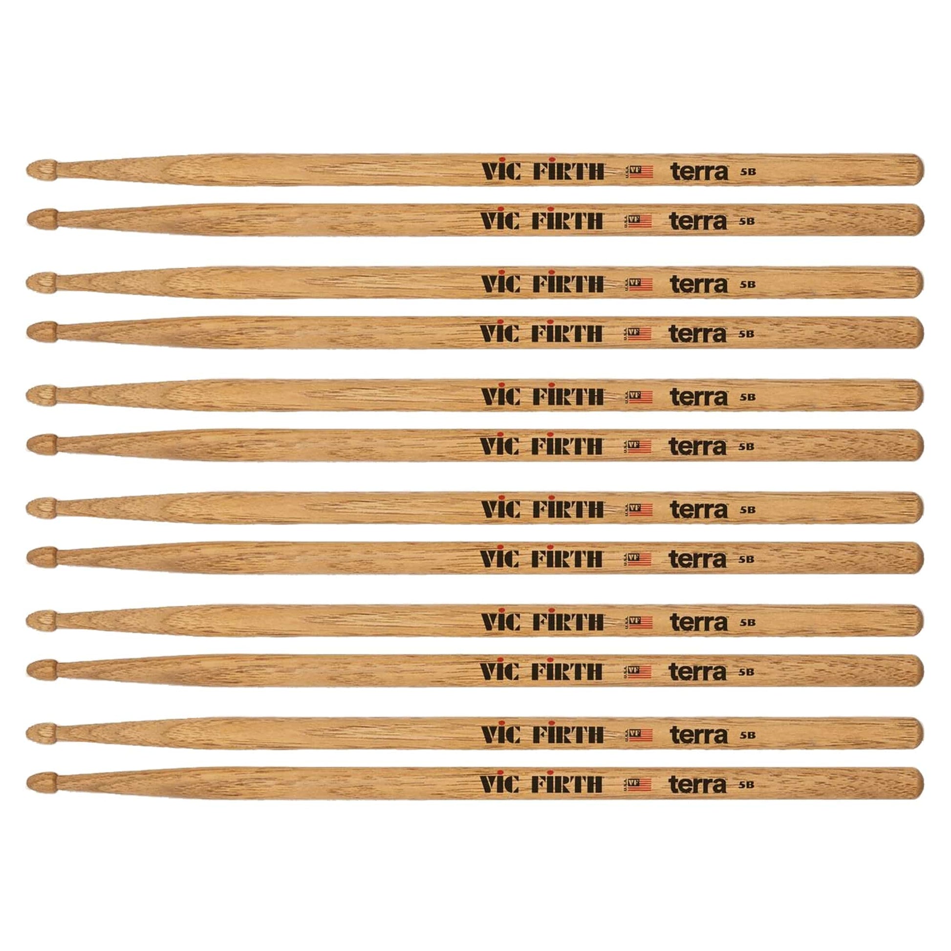 Vic Firth American Classic 5BT Terra Wood Tip Drum Sticks 6-Pack Bundle Drums and Percussion / Parts and Accessories / Drum Sticks and Mallets