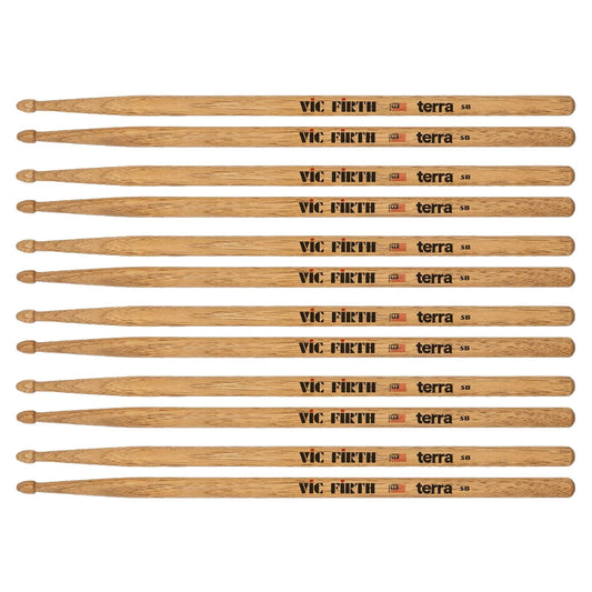 Vic Firth American Classic 5BT Terra Wood Tip Drum Sticks 6-Pack Bundle Drums and Percussion / Parts and Accessories / Drum Sticks and Mallets
