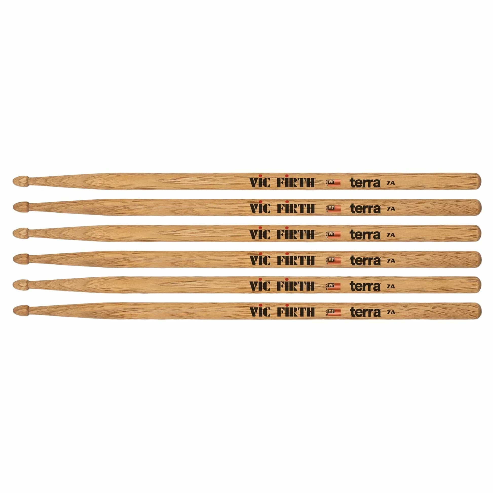 Vic Firth American Classic 7AT Terra Wood Tip Drum Sticks 3-Pack Bundle Drums and Percussion / Parts and Accessories / Drum Sticks and Mallets