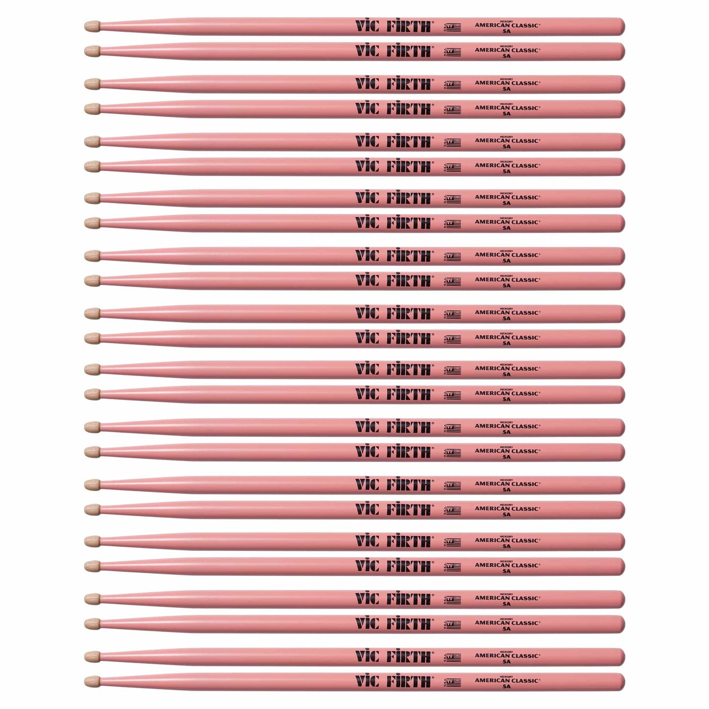 Vic Firth American Classic Pink 5A Wood Tip Drum Sticks (12 Pair Bundle) Drums and Percussion / Parts and Accessories / Drum Sticks and Mallets