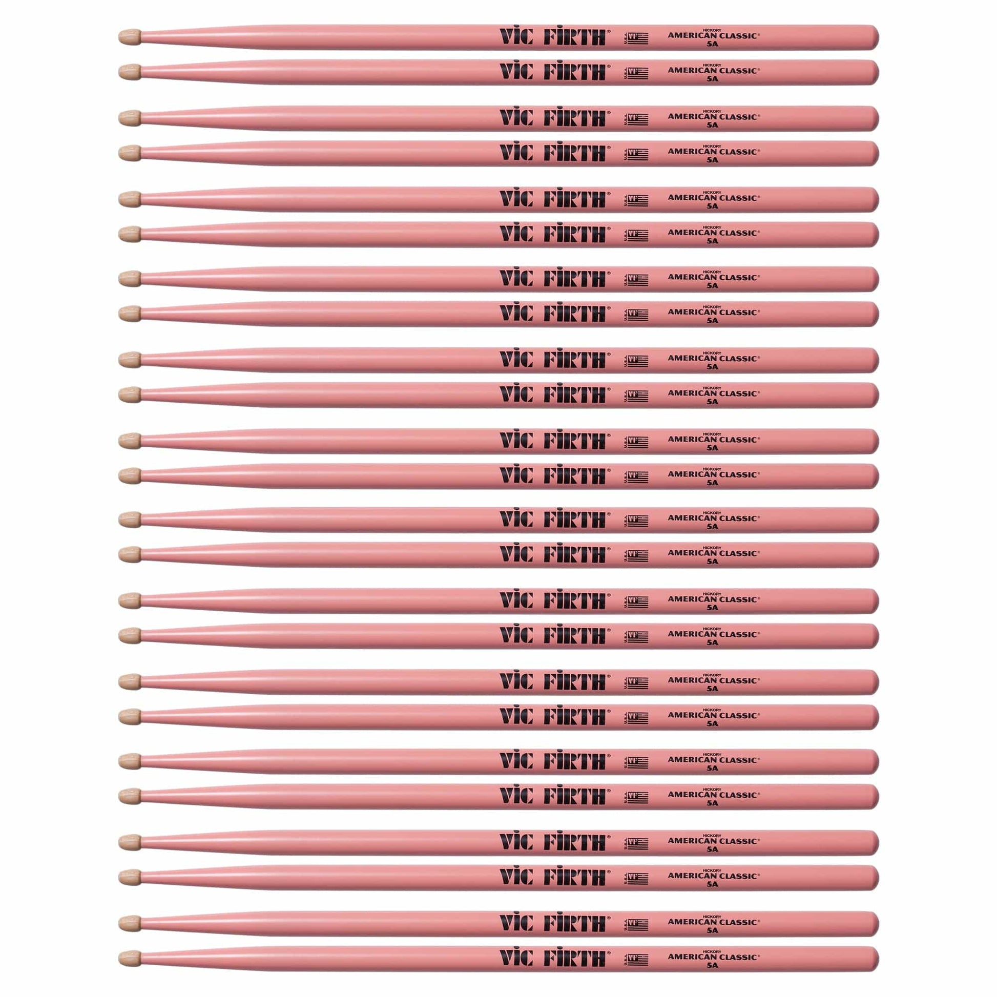 Vic Firth American Classic Pink 5A Wood Tip Drum Sticks (12 Pair Bundle) Drums and Percussion / Parts and Accessories / Drum Sticks and Mallets