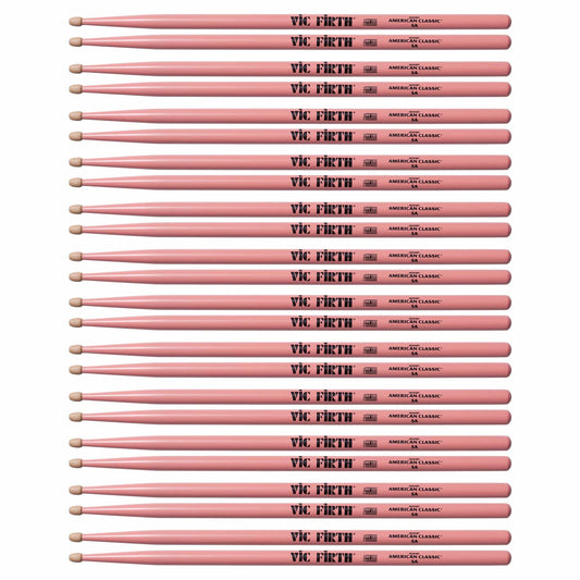 Vic Firth American Classic Pink 5A Wood Tip Drum Sticks (12 Pair Bundle) Drums and Percussion / Parts and Accessories / Drum Sticks and Mallets