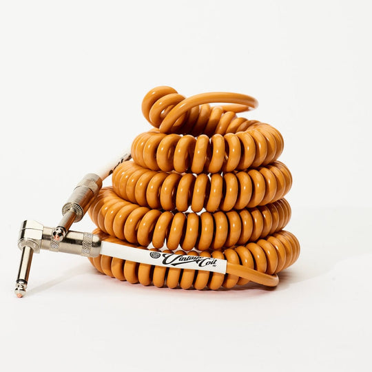 Voltage Cable Co. Vintage Coil Instrument Cable 25' Straight - Right Angle Caramel Accessories / Cables